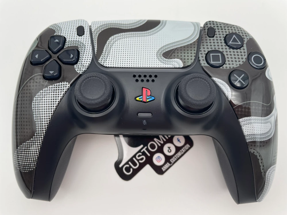 DUALSENSE PS5 / PC "MODERNCAMO" TASTI COLORAZIONE NERA ORIGINALE + TASTO PS CUSTOM RETRO'