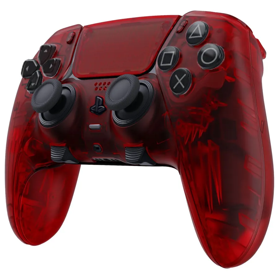 DUALSENSE EDGE PS5 / PC FULL CUSTOM “CLEAR RED” – KIT TASTI ORIGINALI