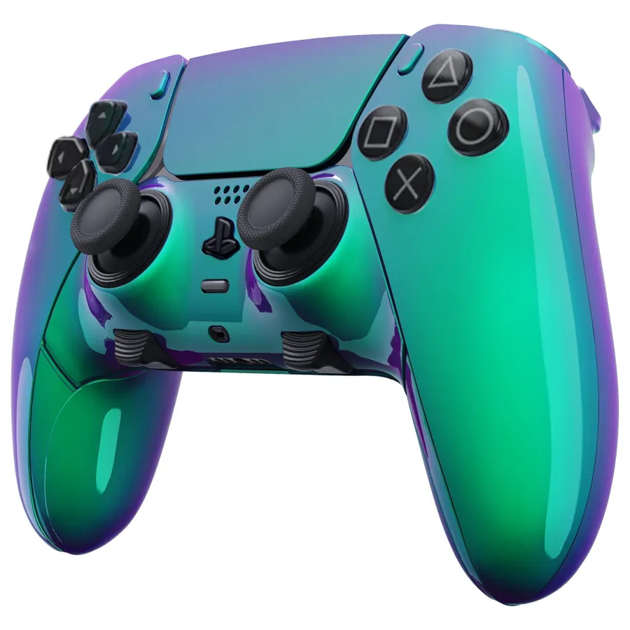 DUALSENSE EDGE PS5 / PC FULL CUSTOM “CHAMELEON GREEN PURPLE” – KIT TASTI ORIGINALI