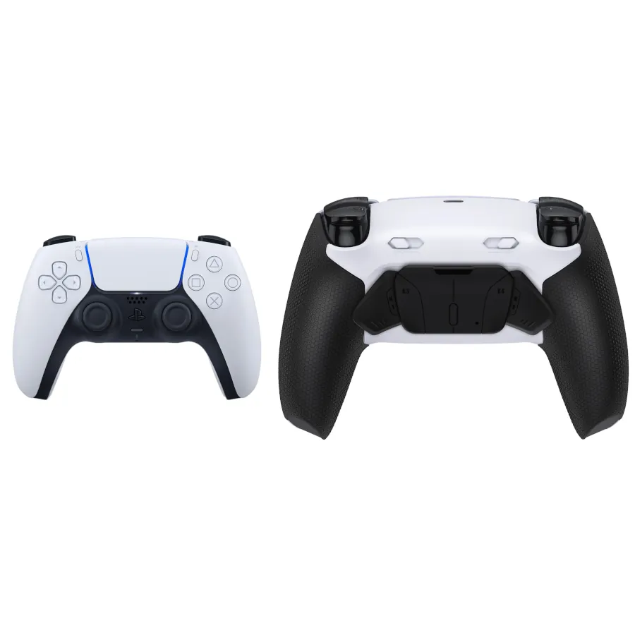 DUALSENSE PS5 / PC CUSTOM NUOVO KIT 4 TASTI REMAP CON KIT RAPID FIRE SELETTIVO (TRIGGER MOUSE) NEW DUALSENSE BIANCO / GRIP NERO