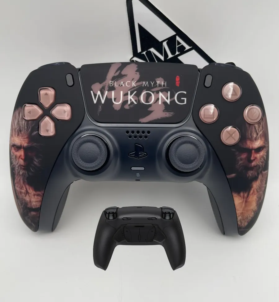 DUALSENSE PS5 / PC "WUKONG" - KIT REMAP RISE 4 + KIT RAPID FIRE - KIT TASTI BROWN SIMBOLI ORIGINALI