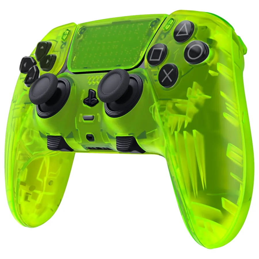 DUALSENSE EDGE ORIGINALE PS5 / PC CUSTOM ESTETICA COMPLETA “TRASPARENTE VERDE LIME” NUOVO