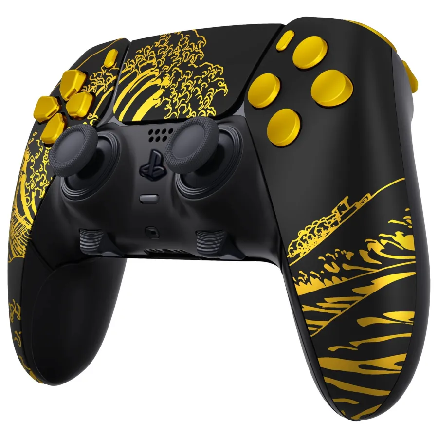 DUALSENSE EDGE ORIGINALE PS5 / PC CUSTOM ESTETICA COMPLETA “ONDA KANAGAWA NERO/GOLD” NUOVO
